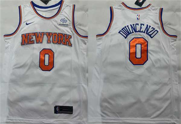 Mens New York Knicks #0 Donte DiVincenzo White Stitched Basketball Jersey